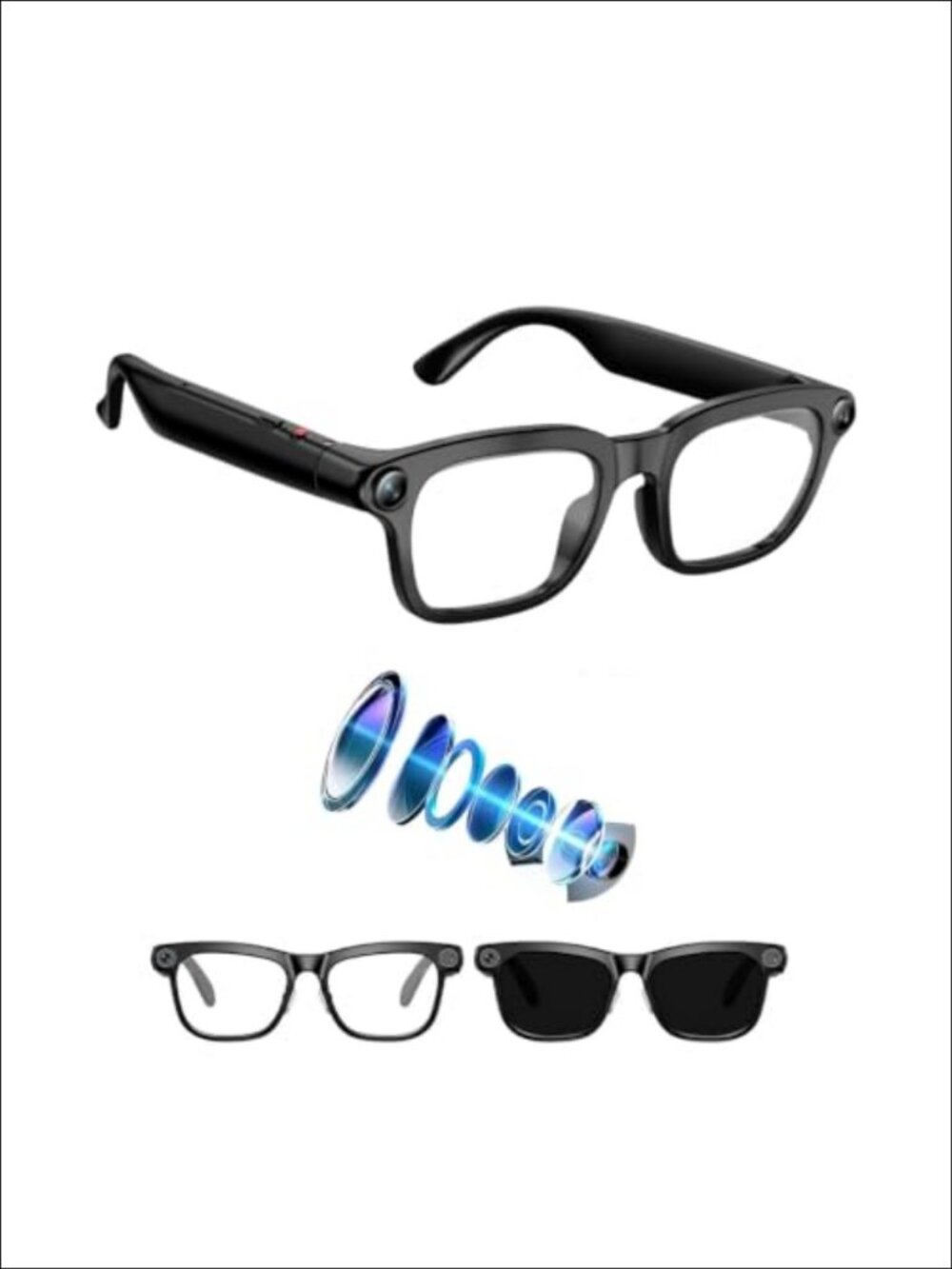 Smart Glasses 4K Camera Translation AI Voice Assistant Bluetooth 5.4 42g